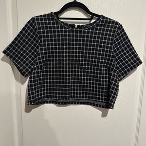 One Clothing Black and White Checkered Crop Top